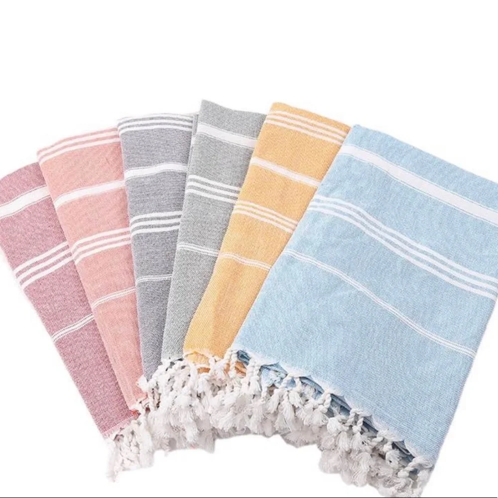 Turkish Beach Towel - Quick Dry Sand Free Blanket - Pale Pink & White St…